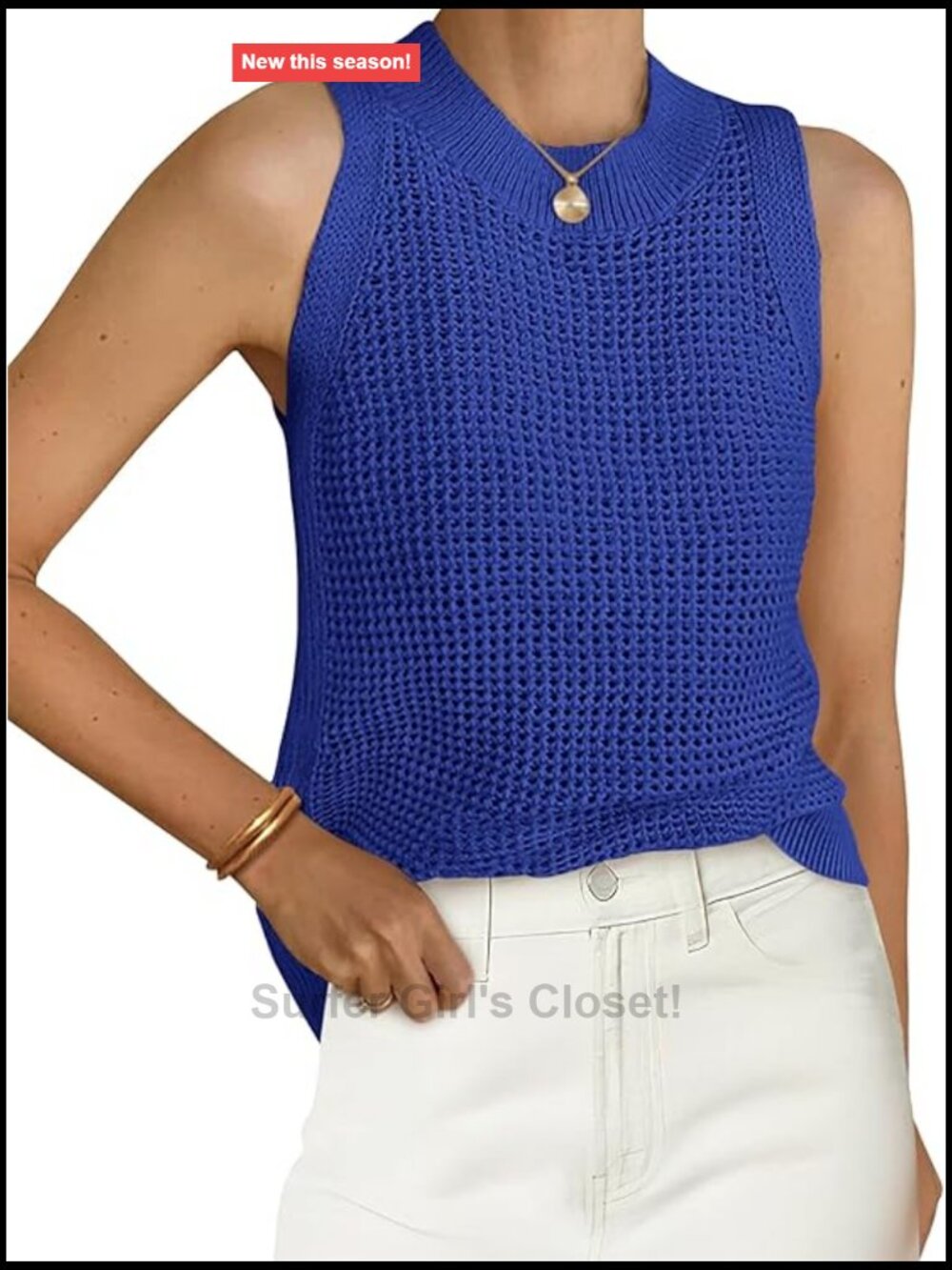Crochet Knit Tank Top Sleeveless Hollow Out Summer Beach Cover Up 100% Viscose